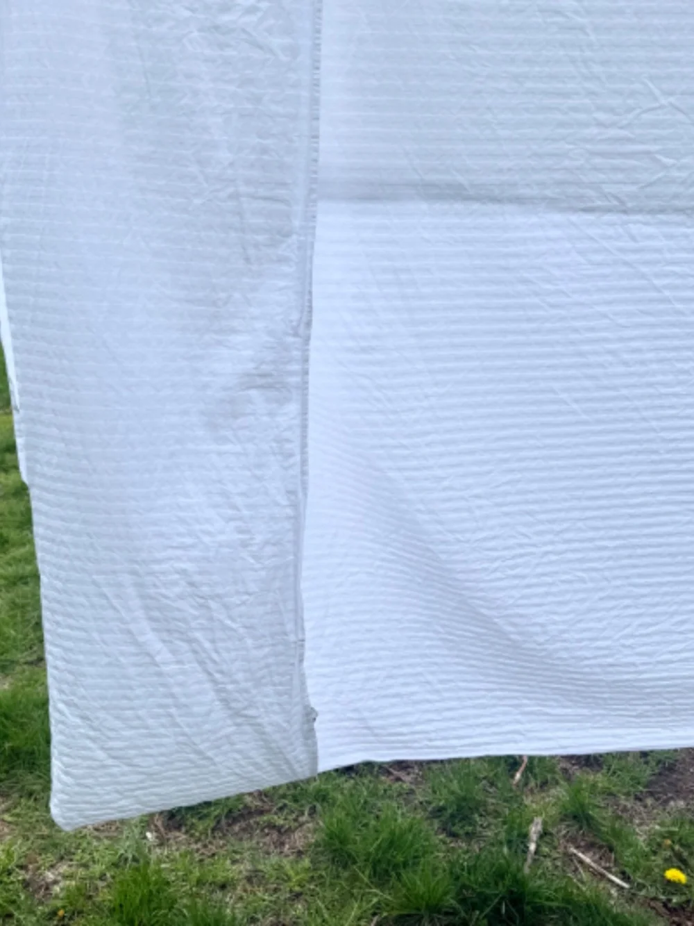 Anichini Queen Duvet Cover Italian Cotton White on White Striped Bottom Pocket